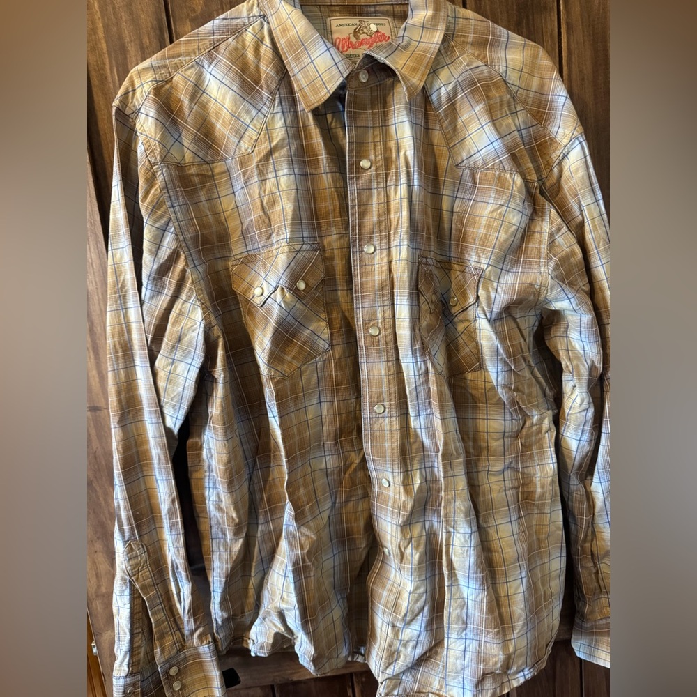 Mens Wrangler Western Pearl Snap Shirt Size XL